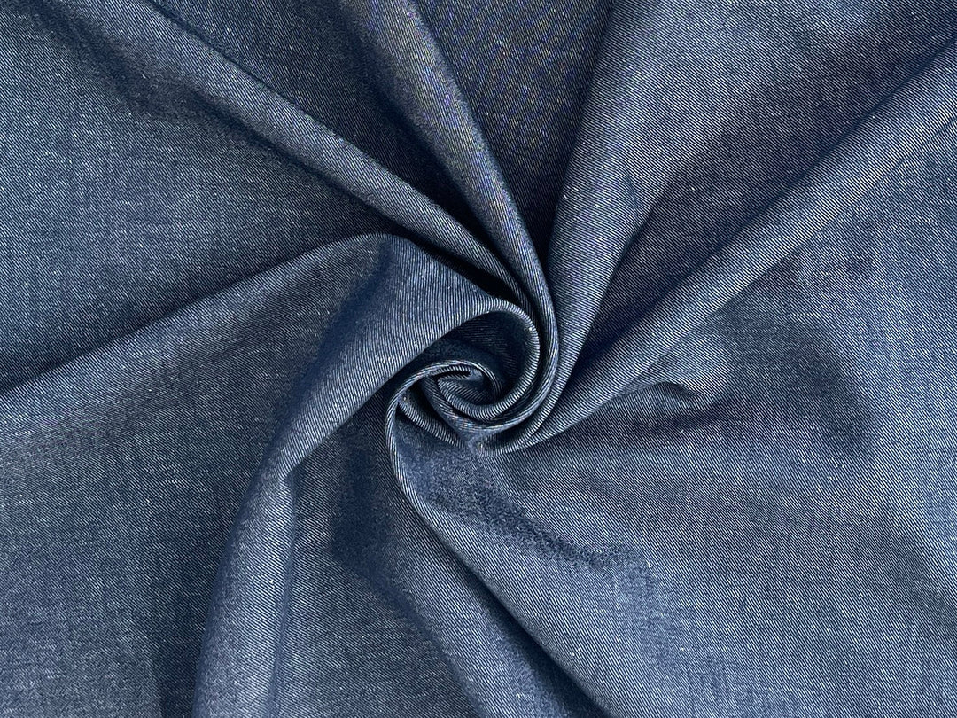 Dark Navy Denim-Look Linen Cotton Fabric 8348 | Dual-Sided Twill | 52"