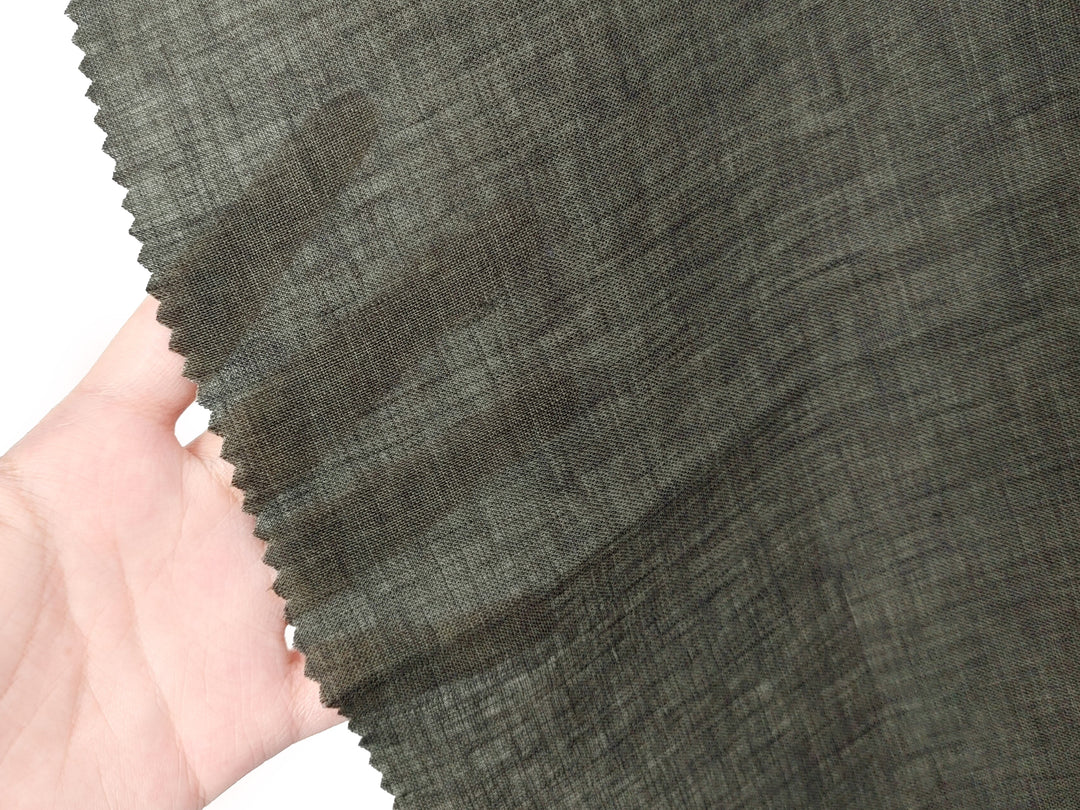 100% Linen Vintage Dyed Delave Fabric – Fine 21s Yarn, Pre-Washed, Light Weight Khaki(dark) 7119