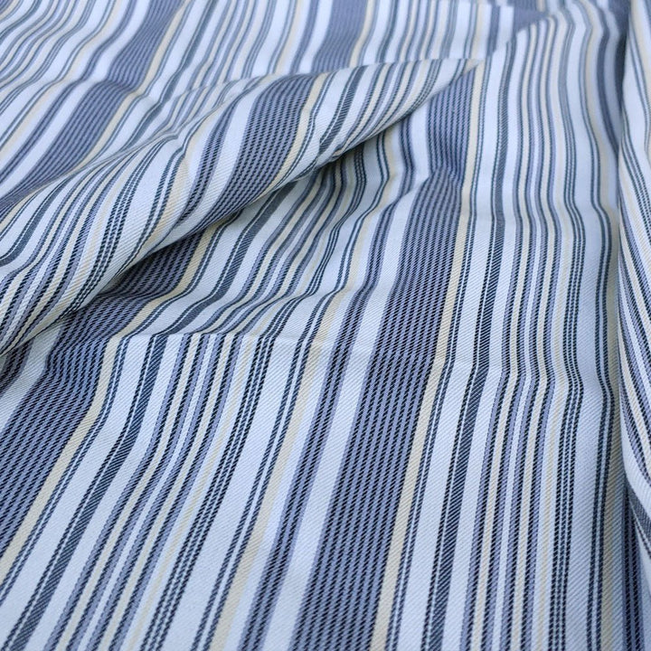 100% Cotton Fabric Double Face Stripe and Chambray Medium Weight - The Linen Lab - Grey