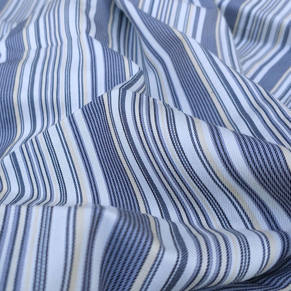 100% Cotton Fabric Double Face Stripe and Chambray Medium Weight - The Linen Lab - Grey