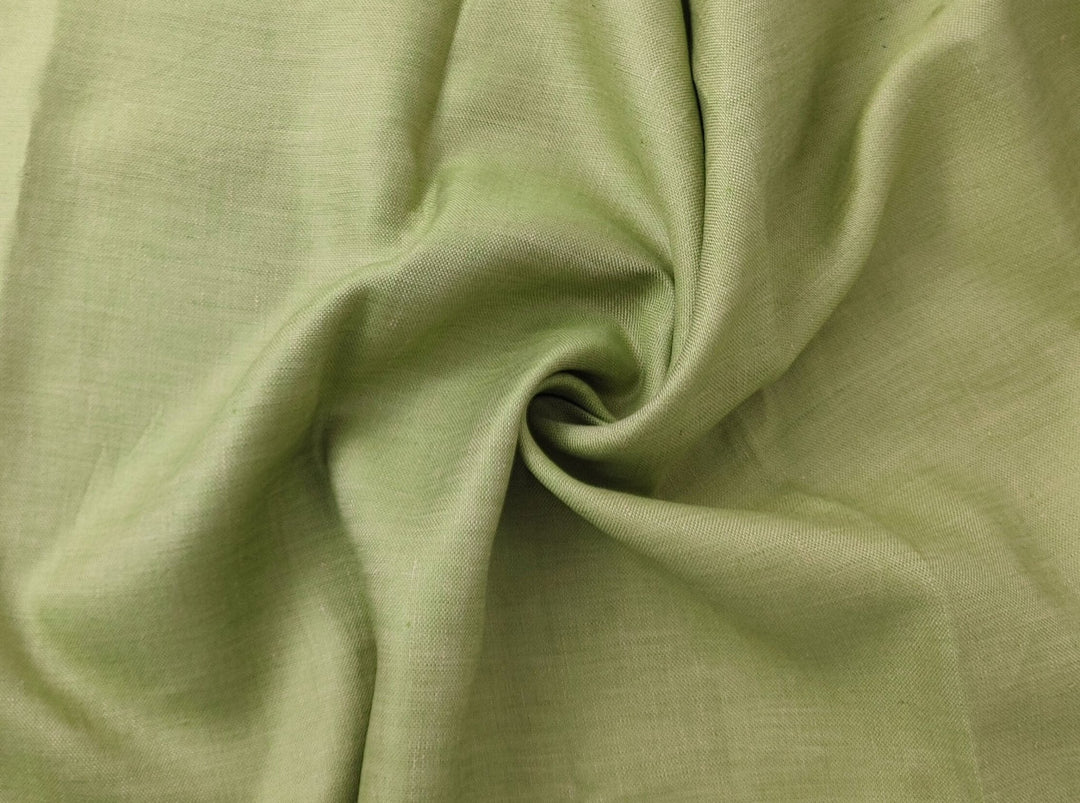 100% Linen Canvas Chambray Fabric 3455 1702 - The Linen Lab - Beige (greenish)