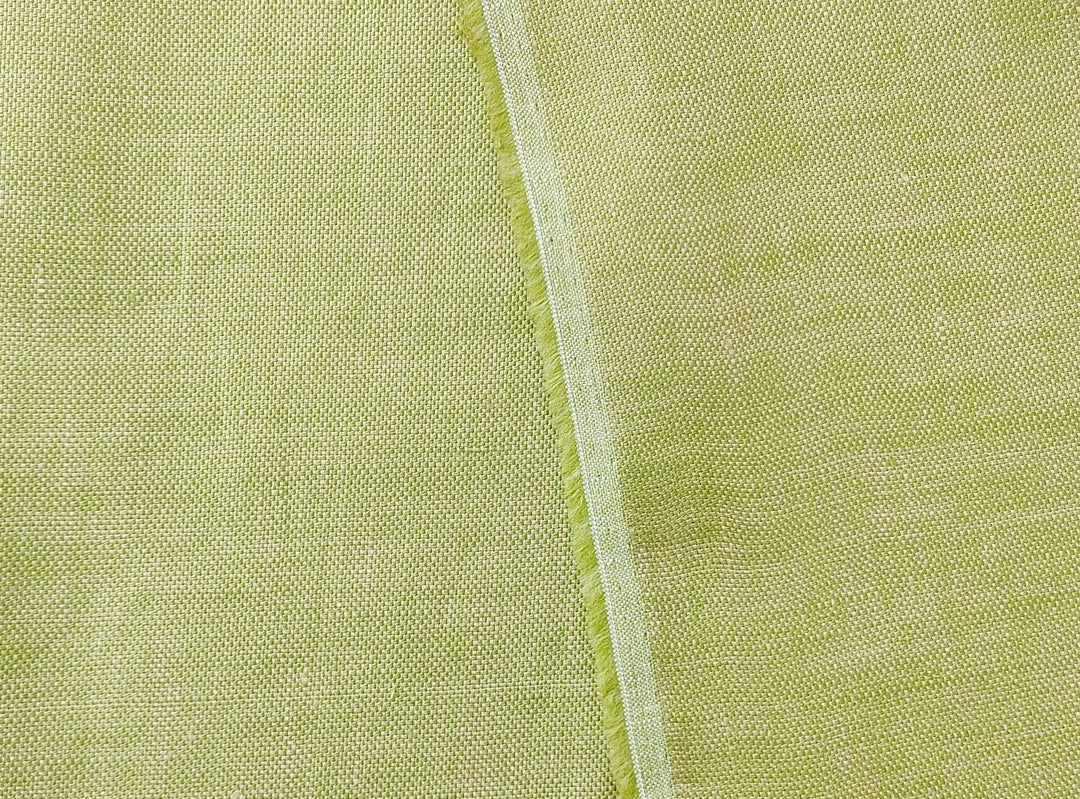 100% Linen Canvas Chambray Fabric 3455 1702 - The Linen Lab - Green