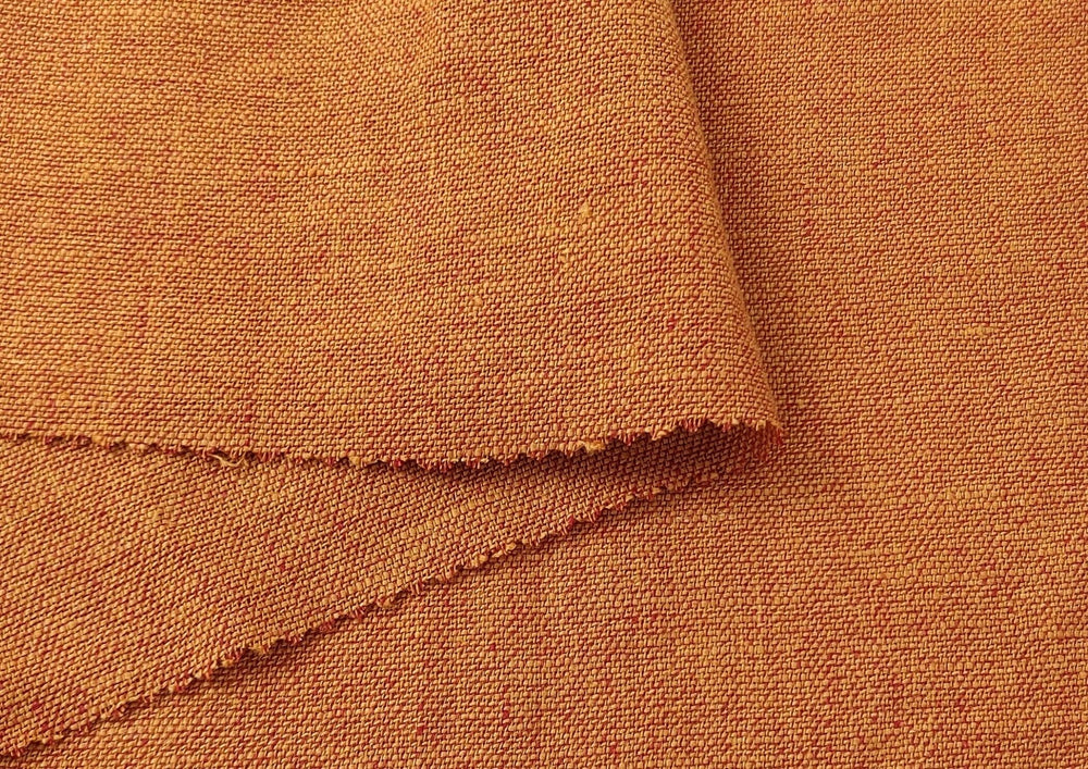 100% Linen Chambray Fabric in Heavyweight Orange Hue 7849 - The Linen Lab - Orange