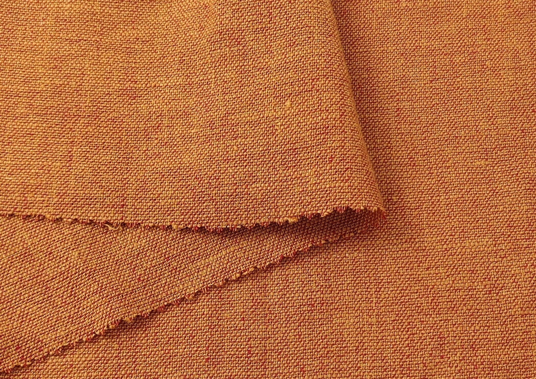 100% Linen Chambray Fabric in Heavyweight Orange Hue 7849 - The Linen Lab - Orange