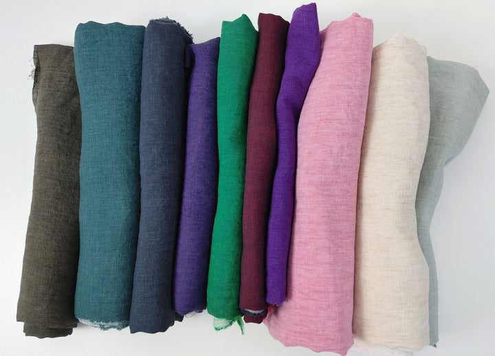 100% Linen Crispy Fabric 21s Vintage Chambray New Colorways for 2024 - The Linen Lab - Pink