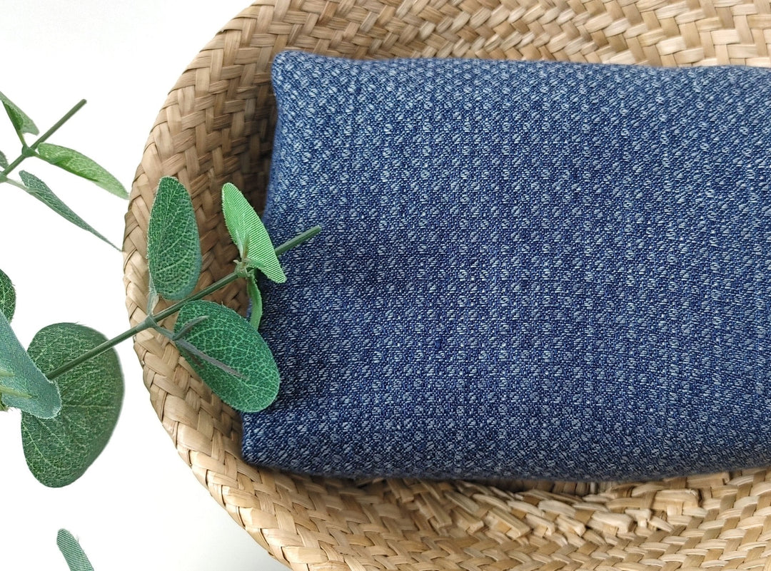 100% Linen Double Face Heavyweight Fabric with Coffee Bean Shape 3996 - The Linen Lab - Navy