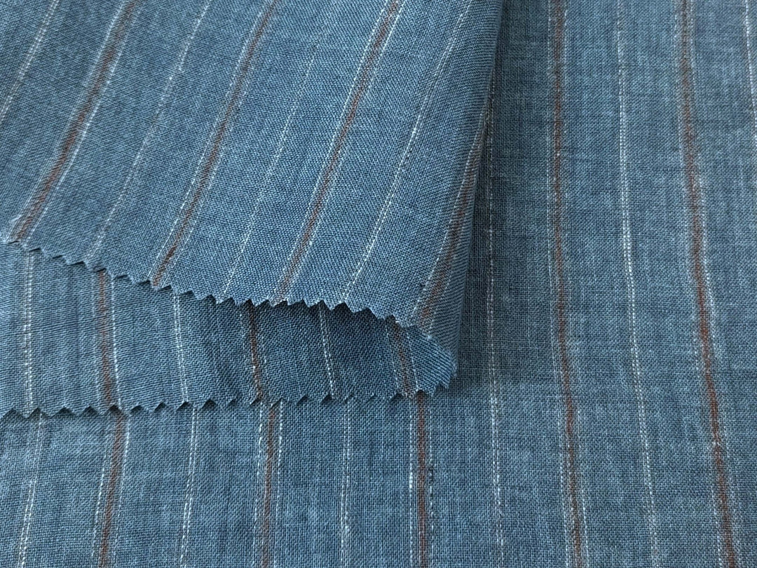 100% Linen Fabric Delave Stripe Lightweight 7500 7501 7751 7723 7724 - The Linen Lab - Green
