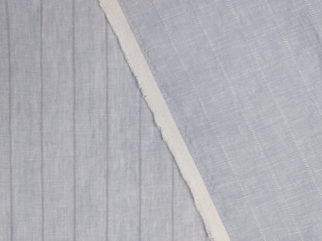 100% Linen Fabric Grey Color Dobby Stripe 6900 - The Linen Lab - Grey
