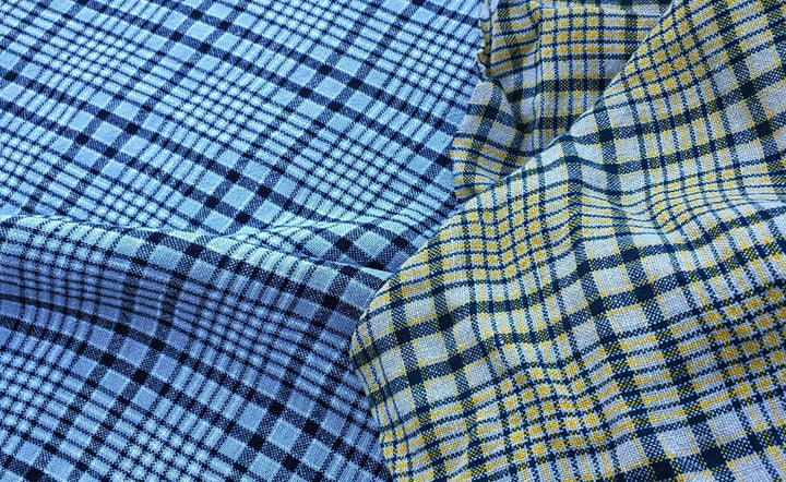 100% Linen Fabric Heavy Weight Plaid 6124 6125 - The Linen Lab - Yellow 6124