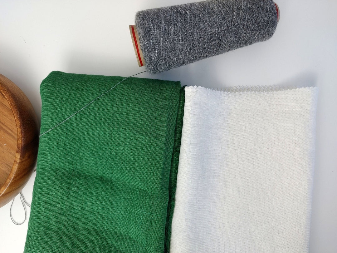 100% Linen Fabric Heavy Weight Solid Color 7664 7683 - The Linen Lab - Green