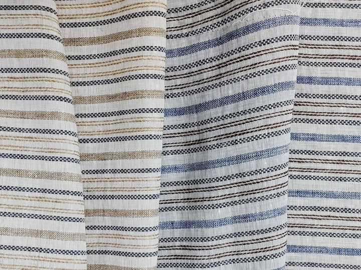 100% Linen Fabric Jacquard Stripe 6151 6206 - The Linen Lab - Grey