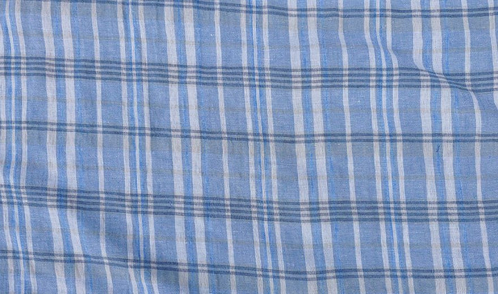 100% Linen Fabric Madras Plaid Light Weight (7022 7023 7024 6709 6710) - The Linen Lab - Blue