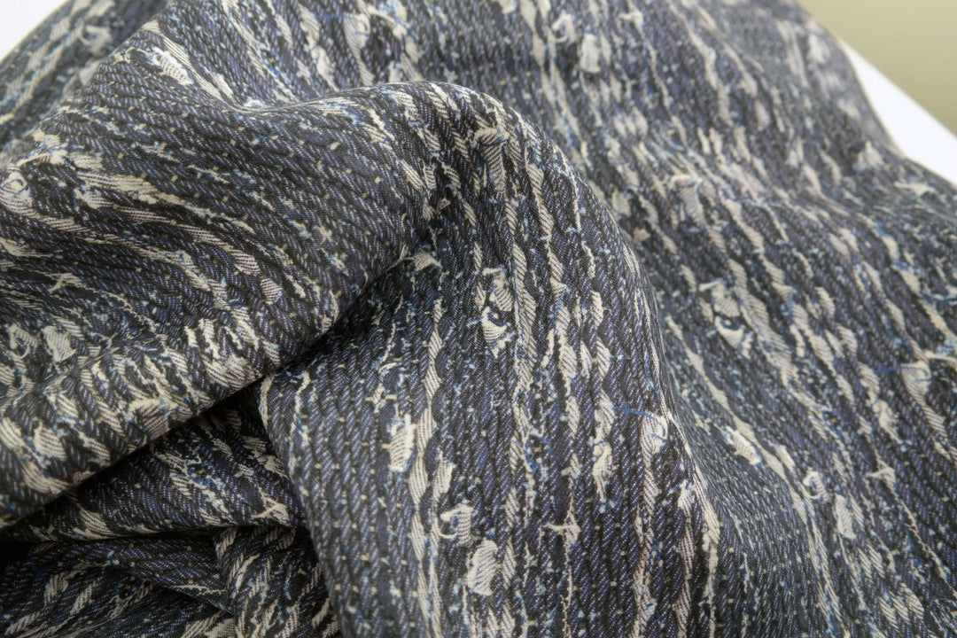 100% Linen Fabric Navy Tweed Print Light Weight 6679 - The Linen Lab - NAVY 6679