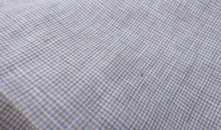 100% Linen Fabric small starcheck light weight  - The Linen Lab - 7030 mustard & green