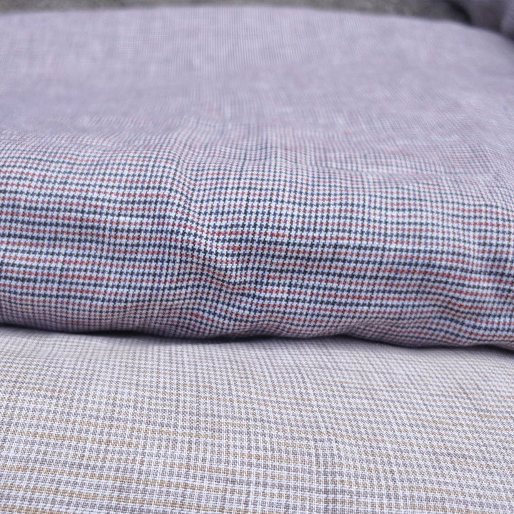 100% Linen Fabric small starcheck light weight - The Linen Lab - 7030 mustard & green