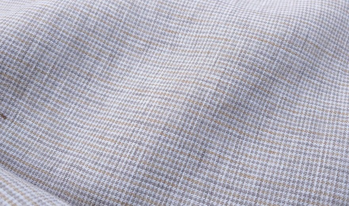100% Linen Fabric small starcheck light weight - The Linen Lab - 7030 mustard & green