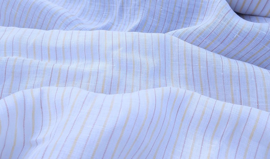 100% Linen Fabric Stripe Collections Light Weight (4708 6273 5997 4575 6258 6157) - The Linen Lab - Yellow 4575