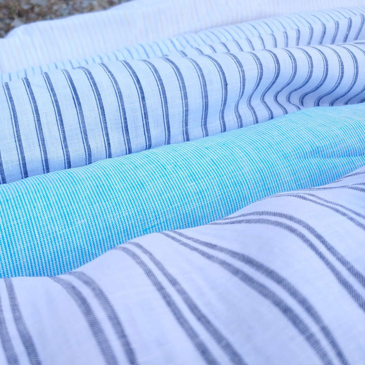 100% Linen Fabric Stripe Collections Light Weight (4708 6273 5997 4575 6258 6157) - The Linen Lab - Blue 4708