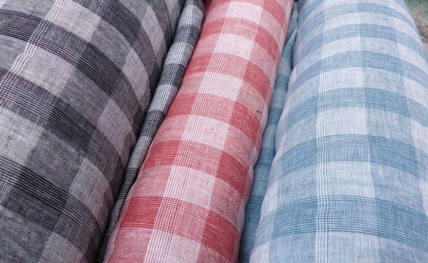 100% Linen Fabric Tartan Glen Plaid 6069 6841 6842 7220 - The Linen Lab - WH*BK 6069