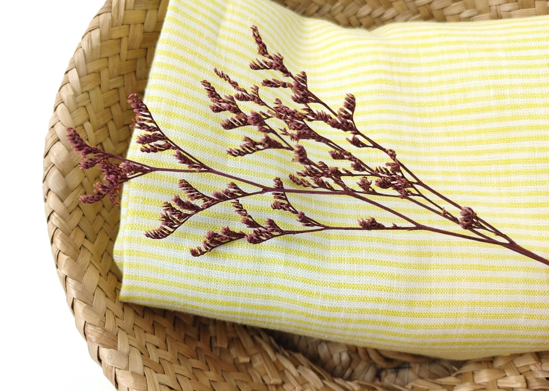 100% Linen Fabric Thin Stripe Collections Light Weight 4768 6939 6280 6279 4770 - The Linen Lab - Yellow