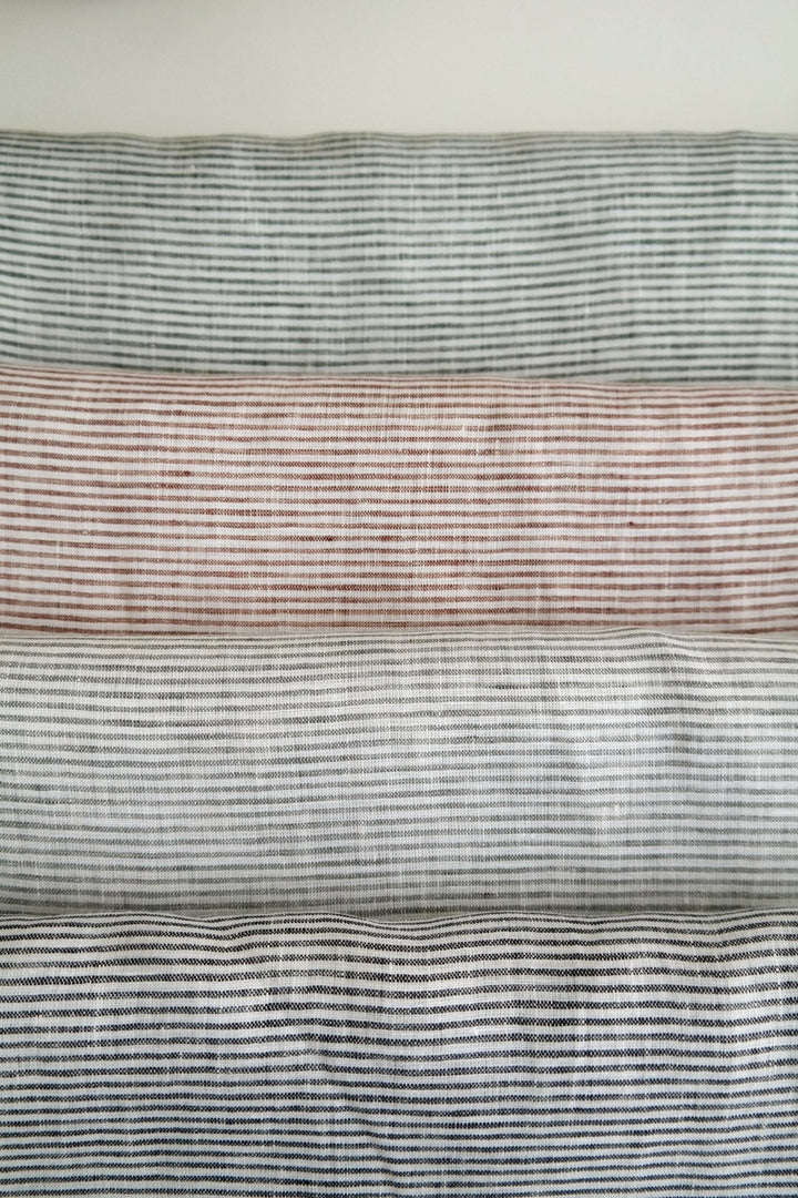 100% Linen Fabric Thin Stripe Collections Light Weight 4768 6939 6280 6279 - The Linen Lab - Grey 4768