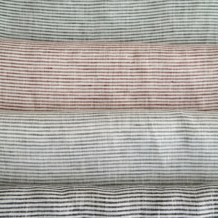 100% Linen Fabric Thin Stripe Collections Light Weight 4768 6939 6280 6279 - The Linen Lab - Grey 4768