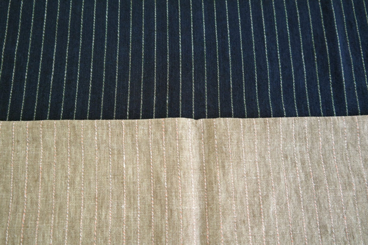 100% Linen Fabric with Multi-Color Pin Stripe 7089 7090 - The Linen Lab - Beige 7089