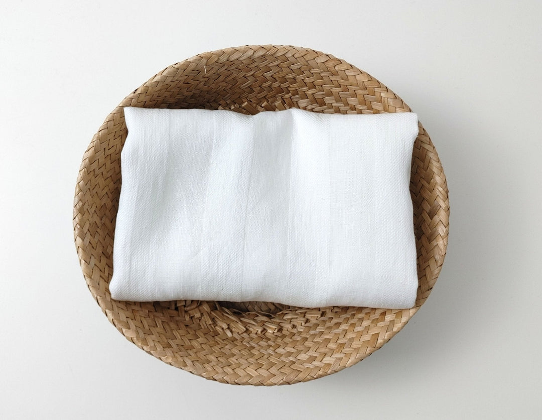 100% Linen Fabric with Unique Striped Weaving Structure 6648 - The Linen Lab - White