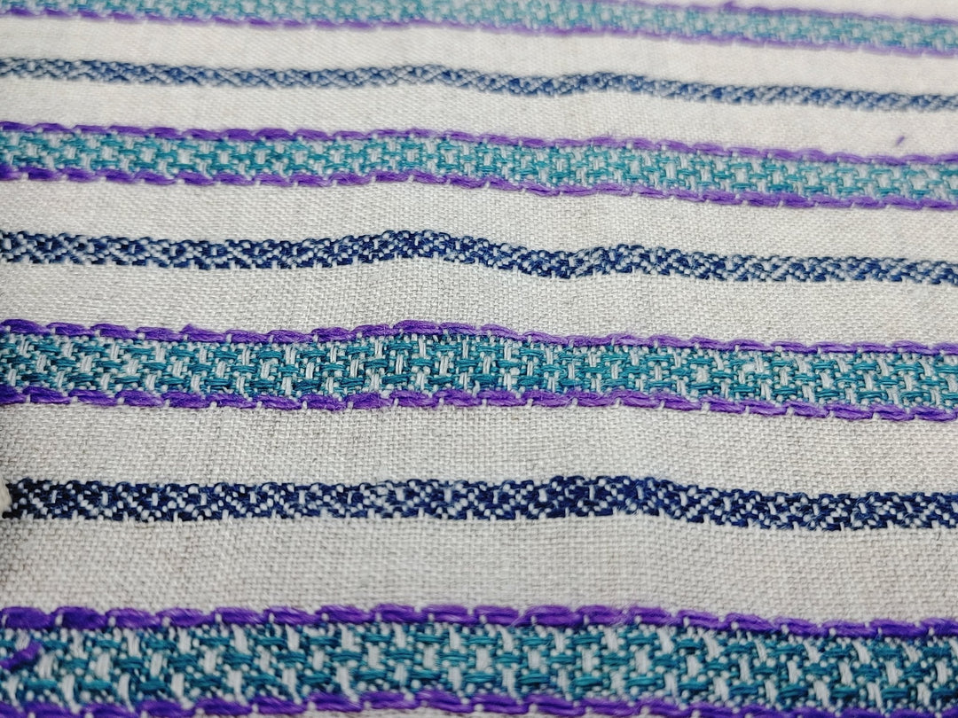 100% Linen Horizontal Stripe Jacquard Fabric 6598 - The Linen Lab - Violet