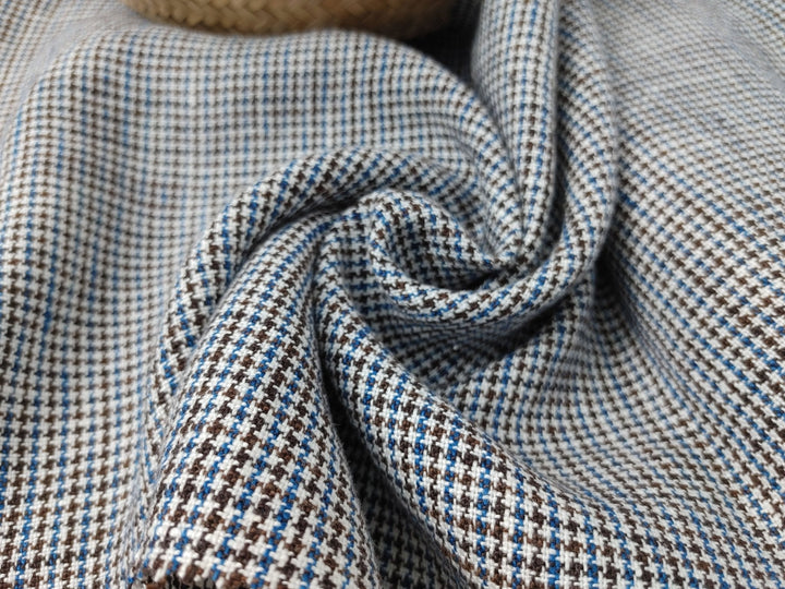 100% Linen Houndstooth StarCheck Fabric: Heavyweight Elegance - The Linen Lab - Pink