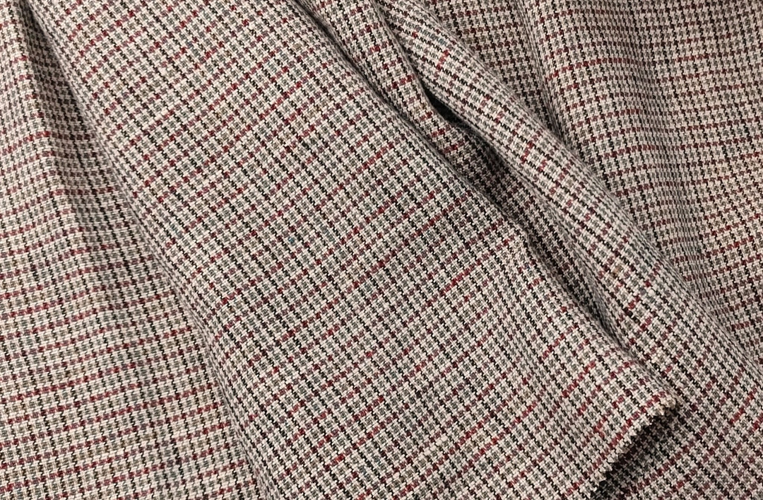 100% Linen Houndstooth StarCheck Fabric: Heavyweight Elegance - The Linen Lab - Pink