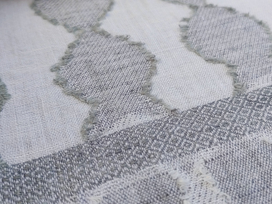 100% Linen Jacquard Weave Fabric with Multi-Pattern Design 6503 - The Linen Lab - Gray