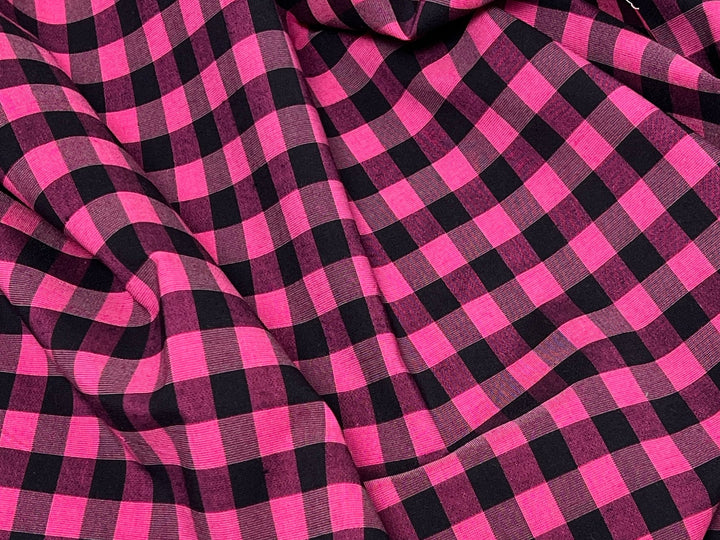 Gingham Check Fabric with Stretch Effect – Green / Black 6995 8405