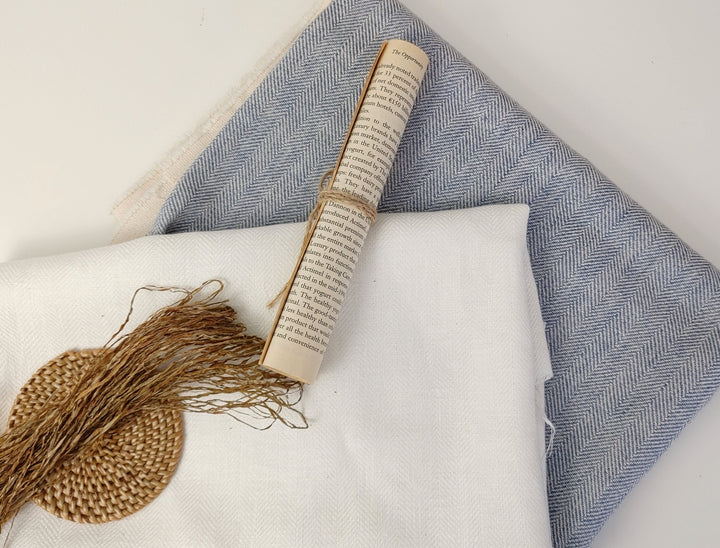 Linen Cotton Herringbone Twill Fabric Heavy Weight 7548 7549