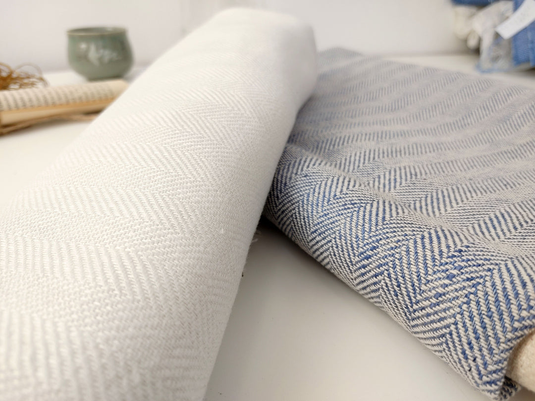 Linen Cotton Herringbone Twill Fabric Heavy Weight 7548 7549
