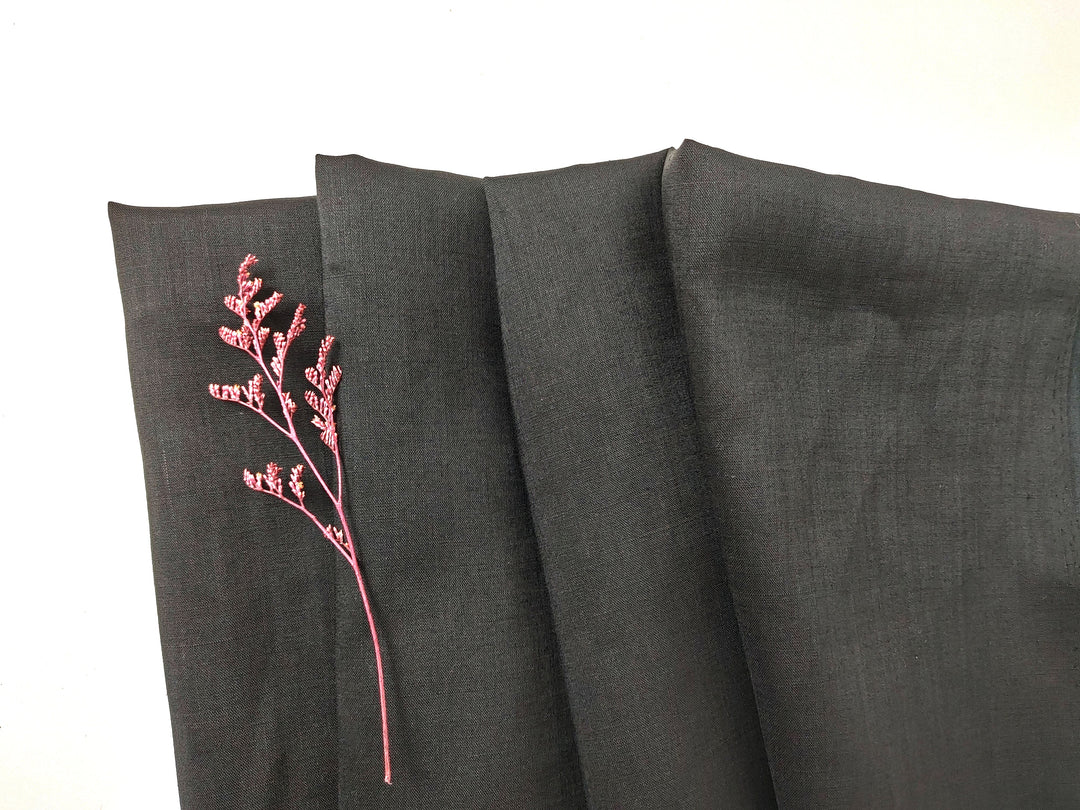 Ramie Polyester Black Sheer Fabric 68nm Light Weight 3898 2419