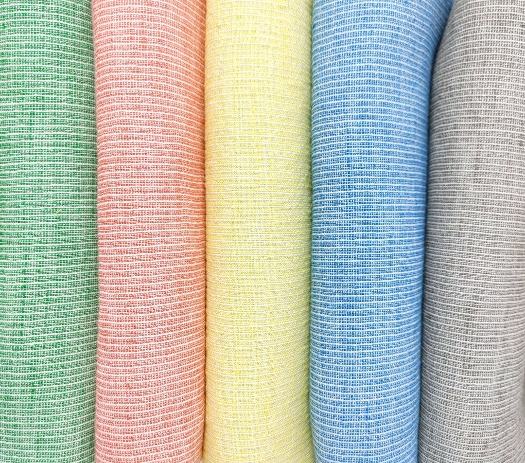 Light Weight Linen Cotton Stripe Fabric with Subtle Wrinkle Effect 7790 7791 7792 7793 7794