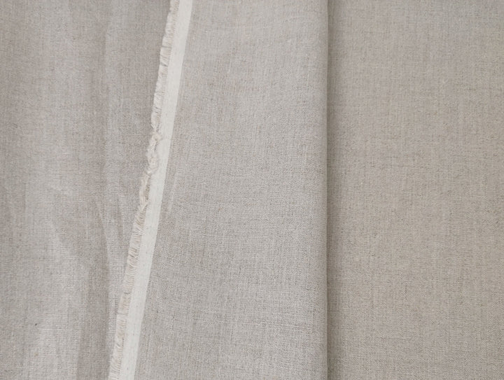 100% Linen Natural Color Fabric with Silver Foil Print 3492