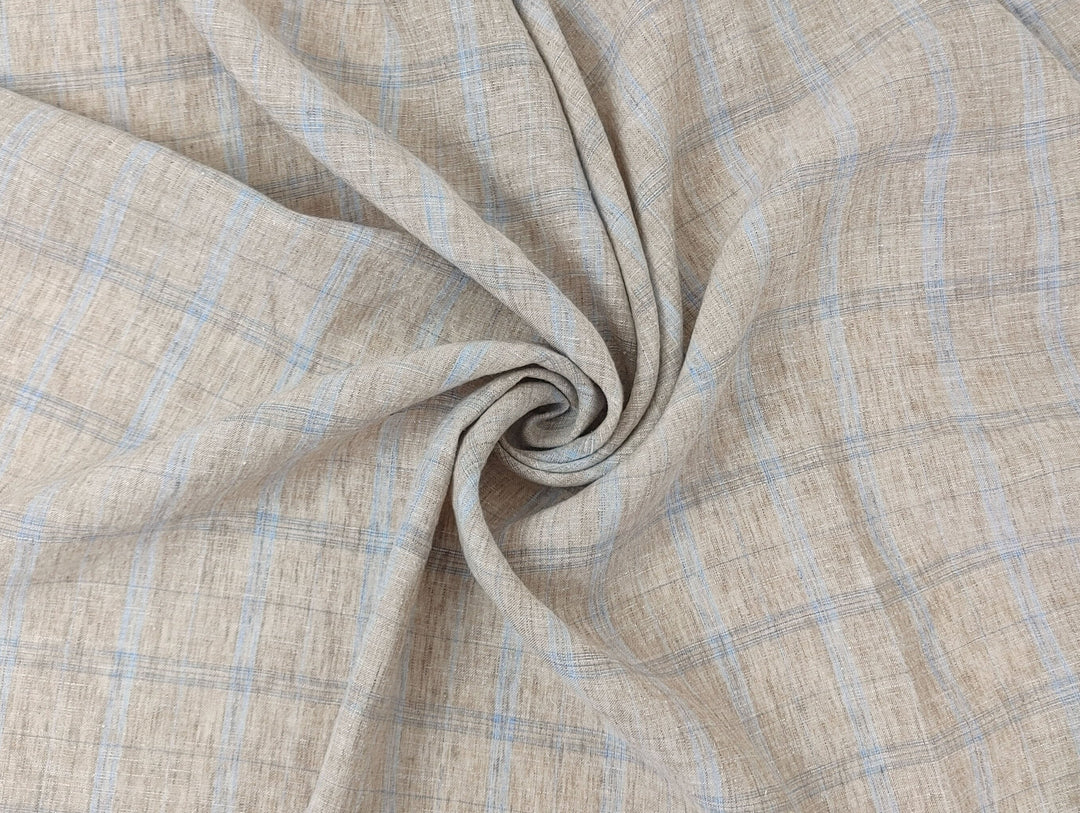 Beige Plaid Linen Cotton Ramie Fabric 7867
