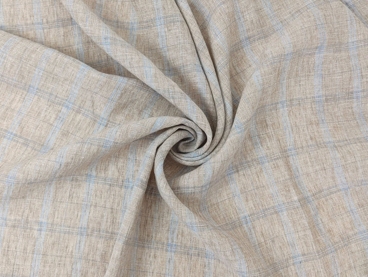 Beige Plaid Linen Cotton Ramie Fabric 7867