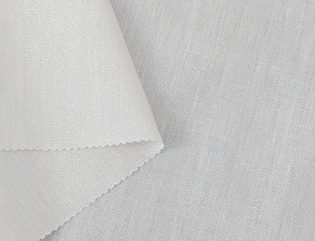 Elegant White Linen Tencel Fabric with Silver Lurex Highlights 2467