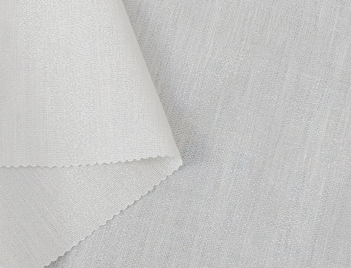 Elegant White Linen Tencel Fabric with Silver Lurex Highlights 2467