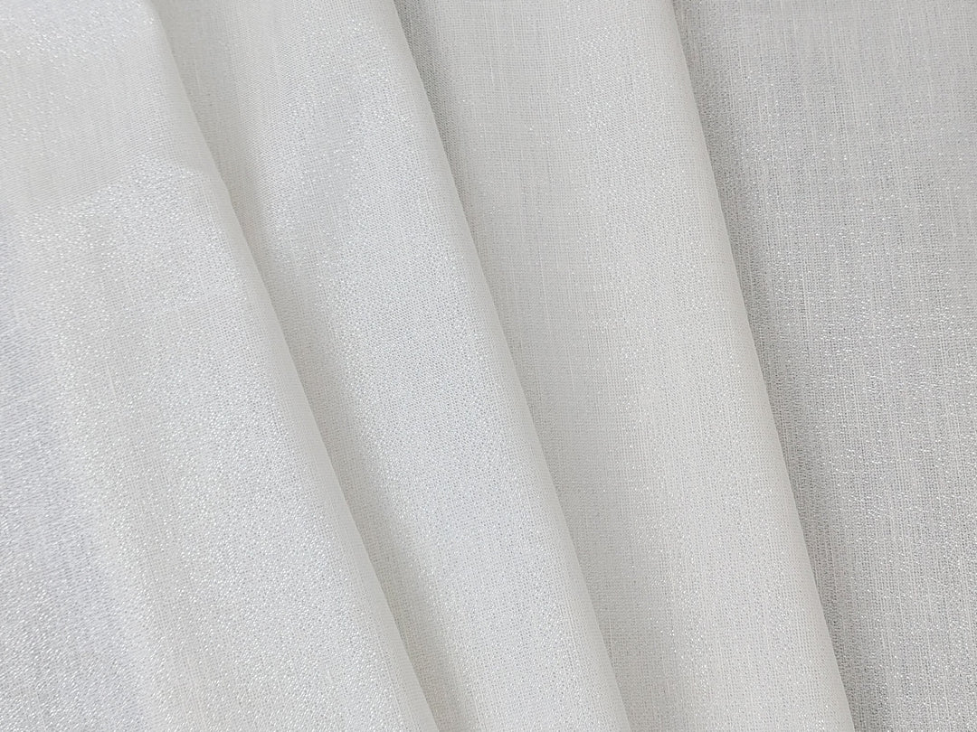 Elegant White Linen Tencel Fabric with Silver Lurex Highlights 2467