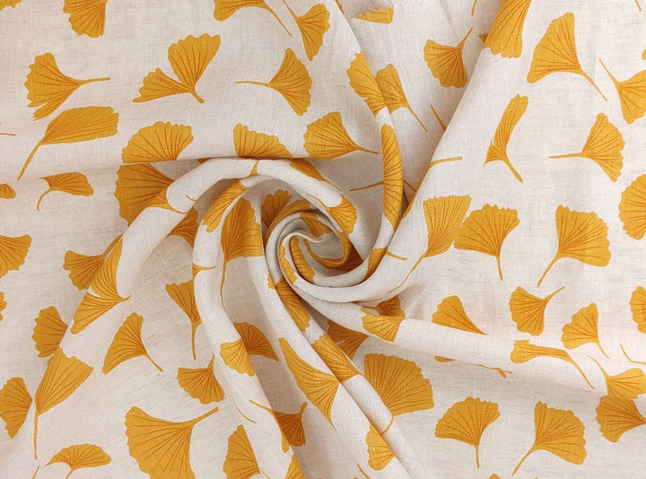 Morning Calm Ginkgo: 100% Linen Fabric 7912 8194 8195