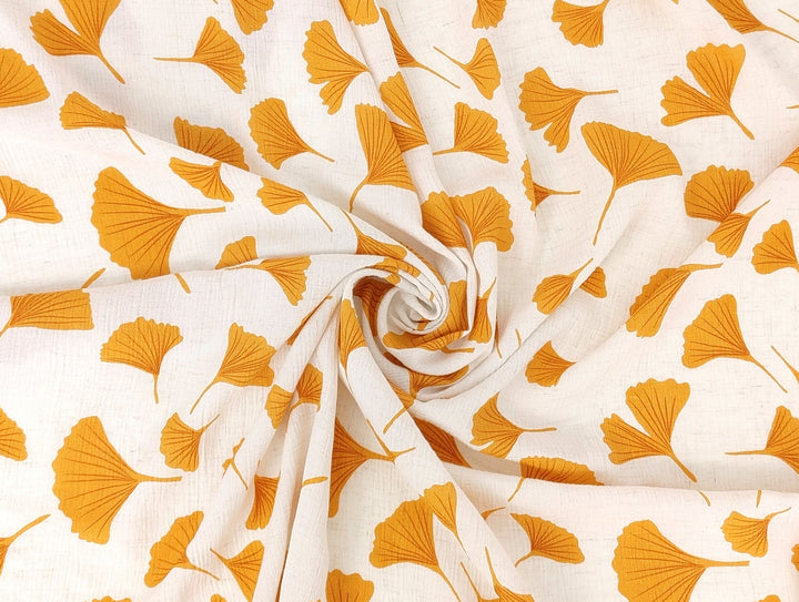 Morning Calm Ginkgo: Linen Rayon Blend with Wrinkle Texture 7910 8192
