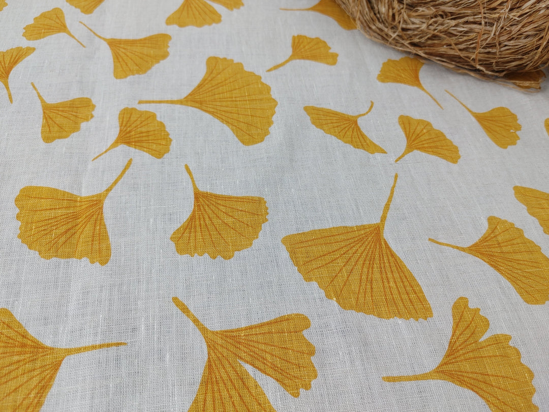 Morning Calm Ginkgo: 100% Linen Fabric 7912 8194 8195