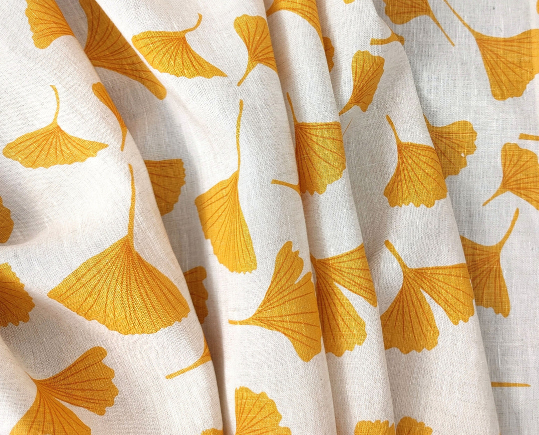 Morning Calm Ginkgo: 100% Linen Fabric 7912 8194 8195