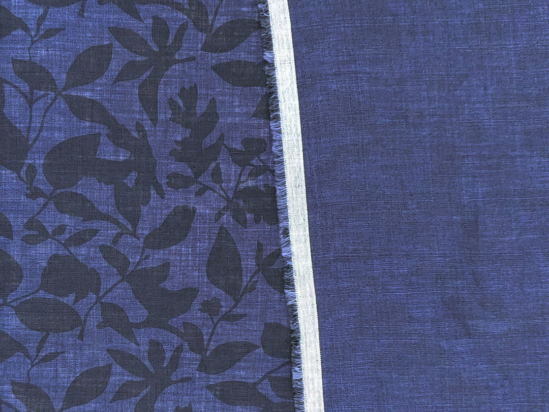 100% Linen Fabric – Lightweight Delavé Leaf Print, Soft Handfeel  7343 8189 8190