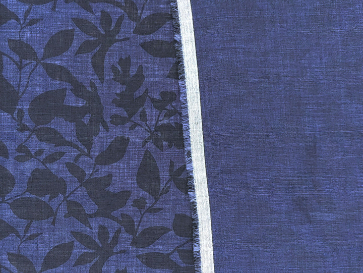 100% Linen Fabric – Lightweight Delavé Leaf Print, Soft Handfeel  7343 8189 8190