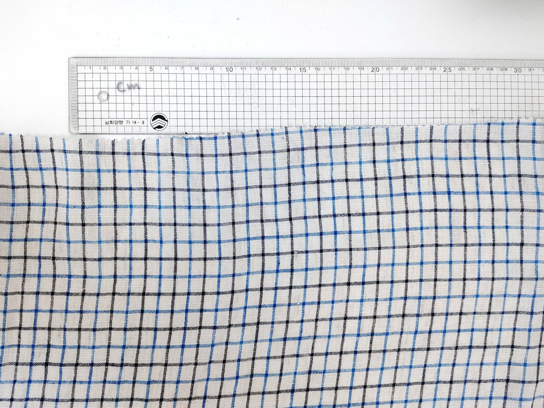 100% Linen Breeze: Light and Checked Fabric 7944